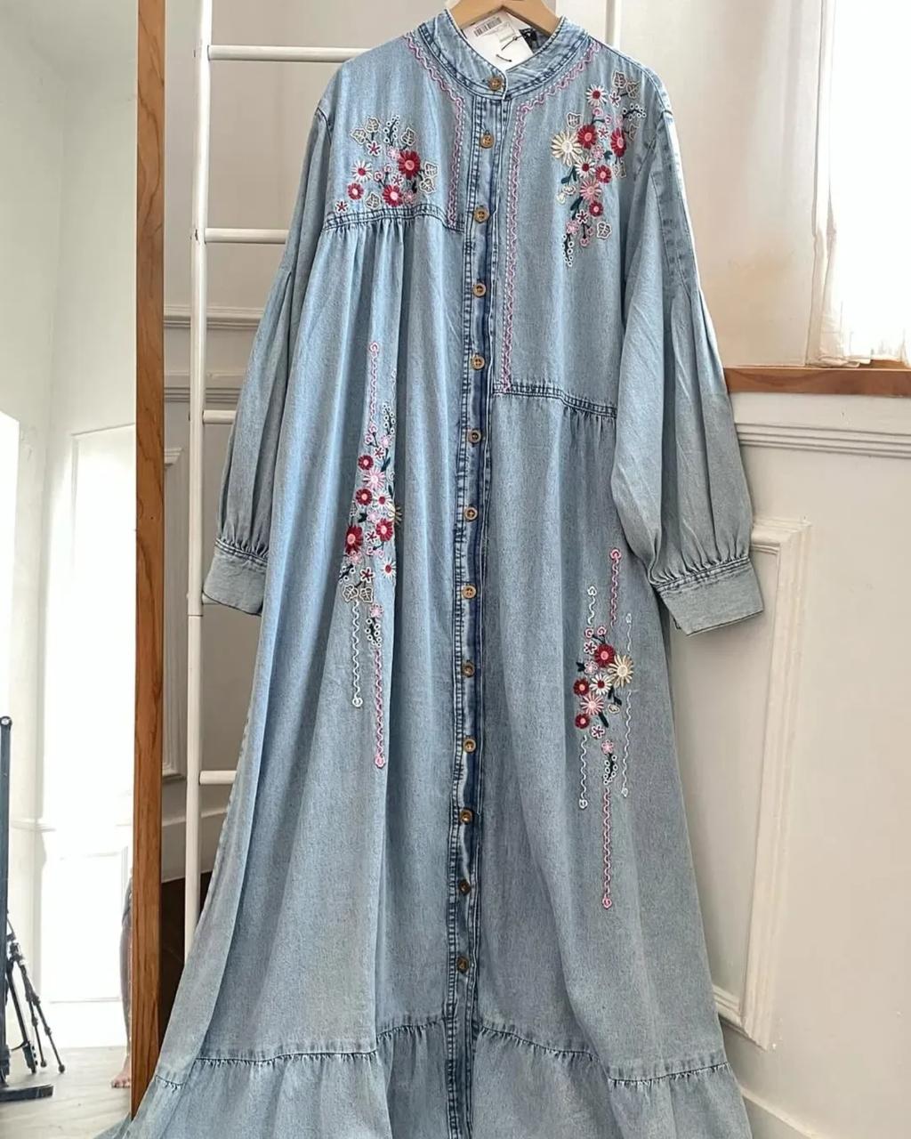 DENIM STYLISH LONG GOWN ZKSG03